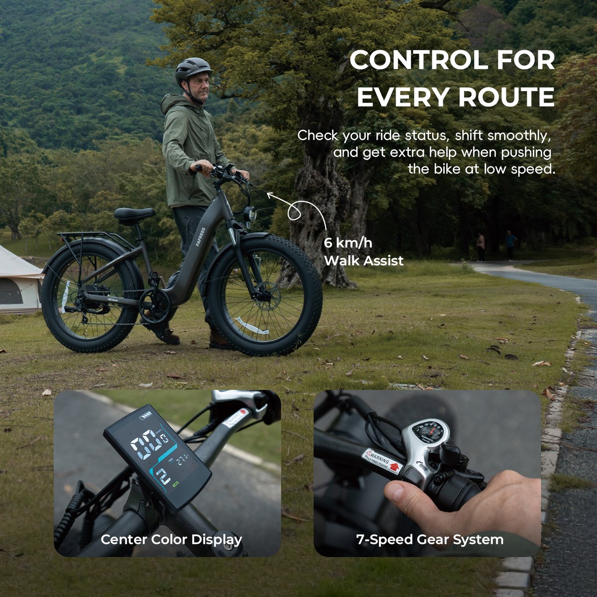 FAFREES F26 Rover Full-Size All-Terrain E-Bike – 48V 20Ah Accu, 95km Bereik, 55Nm Koppel, 26"x4.0" Vetbanden-Blauw thumbnail 4