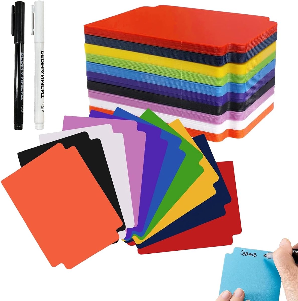 SnelShoppen - Card Divider 95 x 70 mm, Plastic Kaartscheiders, 100 Stuks, Herbruikbare Kaartscheiders voor Spellen, Sorteren, Tabs, Lichtgewicht, Duur
