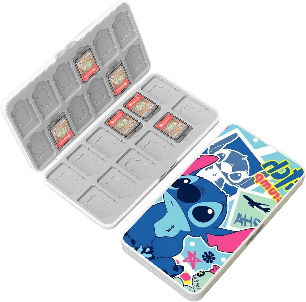 SnelShoppen - Playing Card Case voor Switch Game Cards, 24 Slots voor Spelkaarten en SD Kaarten, Hoogwaardige ABS en Zachte Silicoon, Perfect voor Gam