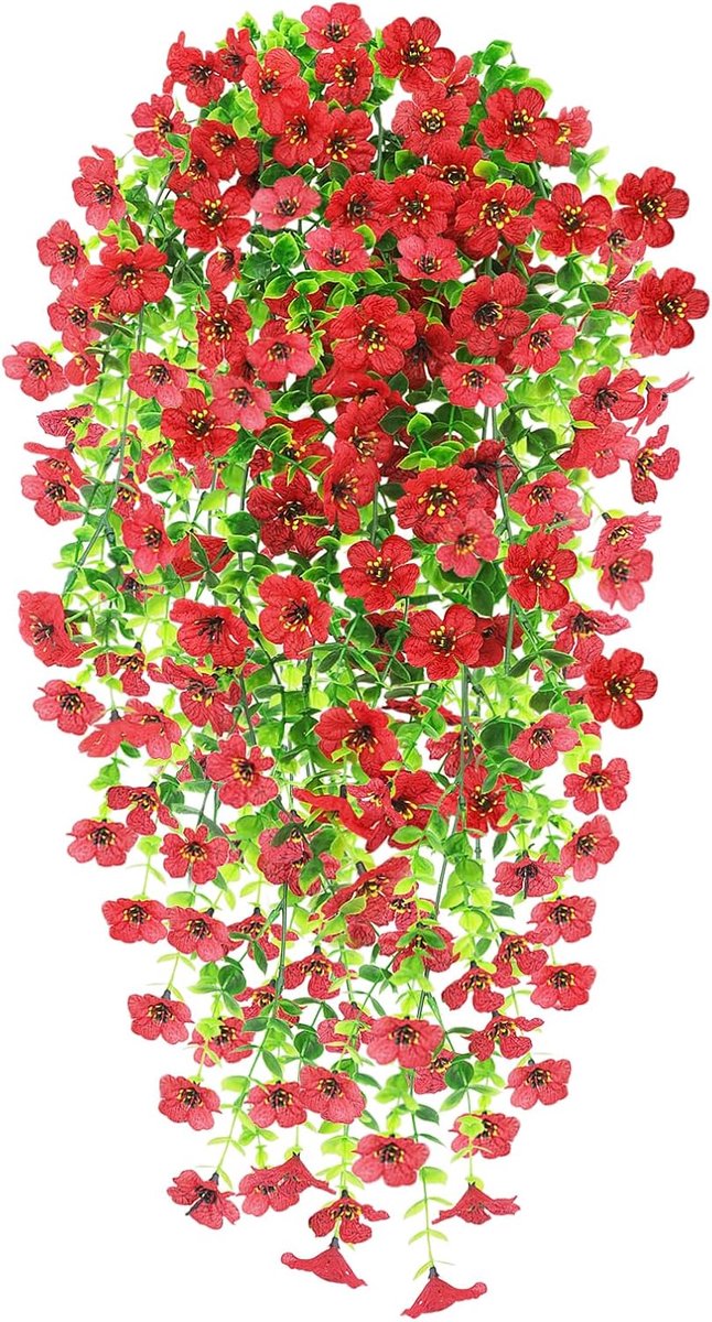 SnelShoppen - 2 PCS Kunstbloemen Hangend, UV Bestendige Nep Hangende Muurbloembakken, Kunstplanten voor Huis Tuin Patio Bruiloft Buiten Binnen Decorat