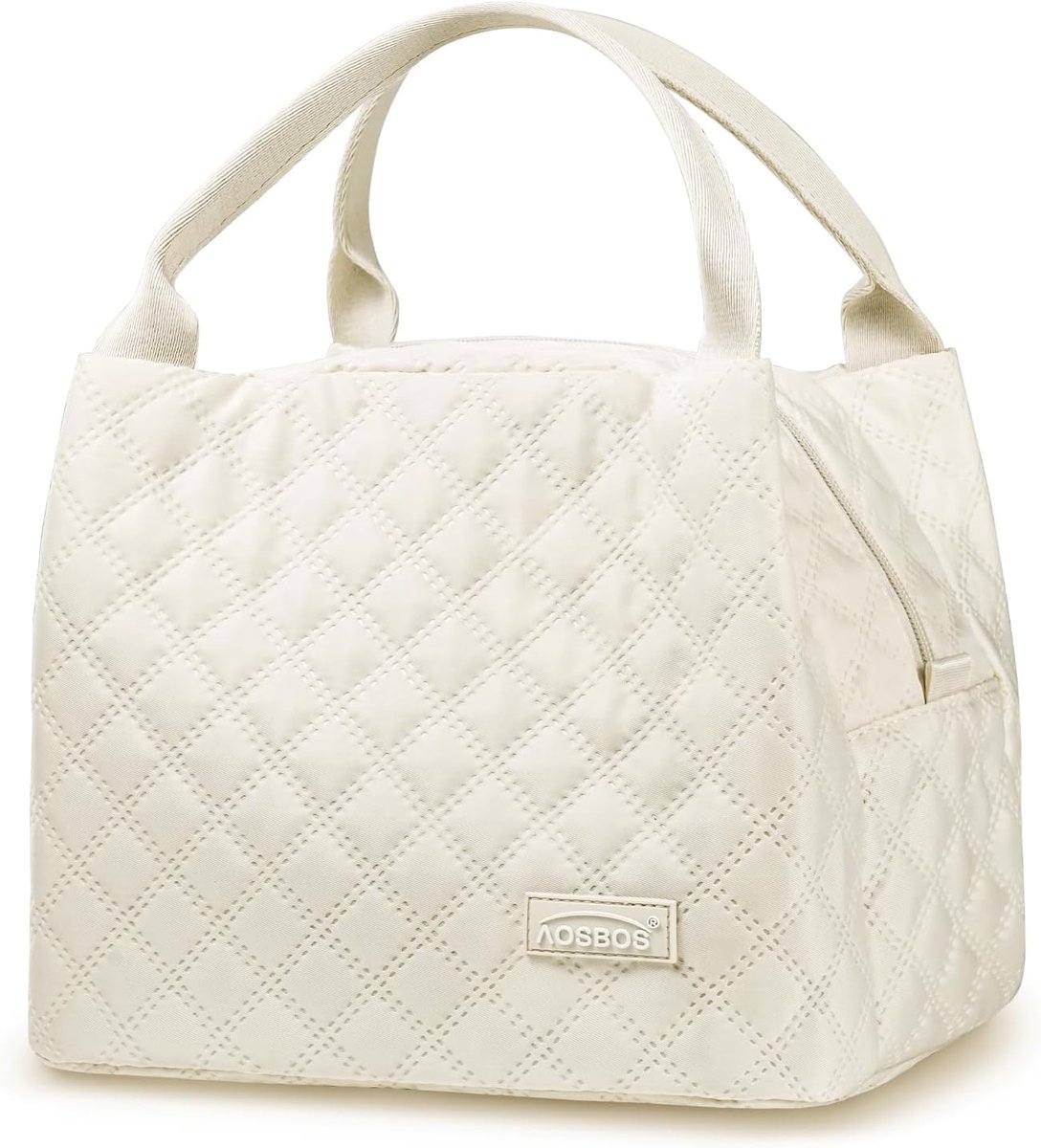 SnelShoppen - Kleine Lichtgewicht Koeltas, Lunchtas, Geïsoleerde Tas voor Werk, School, Vouwbaar, Waterproof, Met Rits, 8.5L, Beige