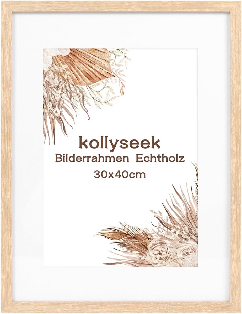 SnelShoppen - Picture Frame 30 x 40 cm Houten Fotolijst van Echte Hout met Passe-Partout, Eiken Kleur, Acrylglas, Wanddecoratie voor Thuis en Kantoor