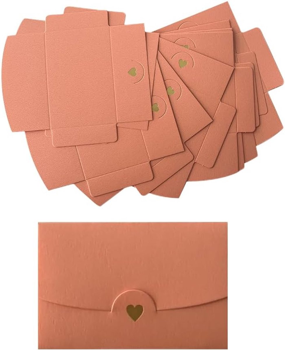 SnelShoppen - 40PCS Mini Envelopes, Mini Gift Card Envelopes met Hartsluiting, Roze, Voor Uitnodigingen, Postcards, Trouwfeesten, DIY Cadeaukaarten, K