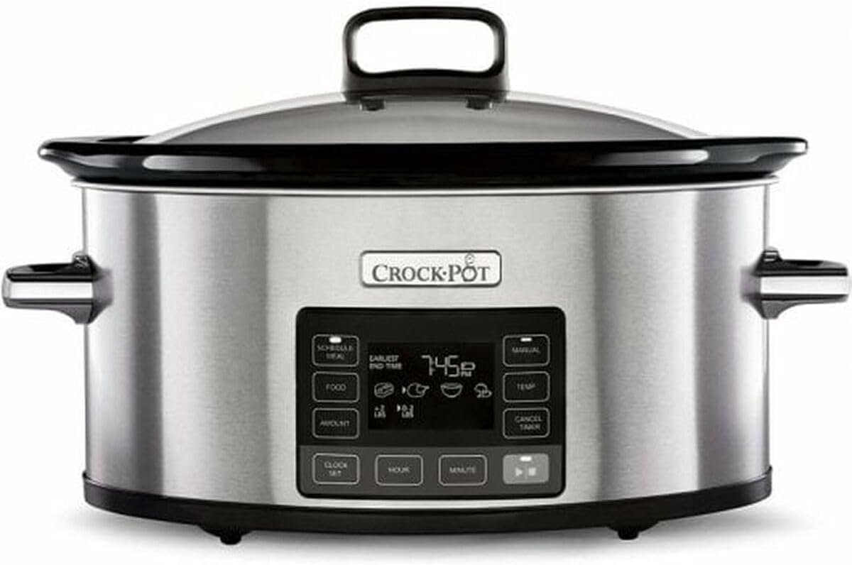 SnelShoppen - Programmeerbare Slow Cooker 5.6L met Digitale Display, Keep Warm Functie, Perfect voor Grote Gezinnen en Feesten - RVS