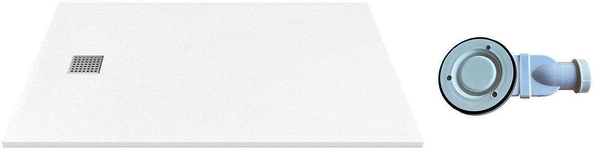 Vente-unique Opzet- of inbouwdouchebak in hars – Met sifon – Wit – 140 x 90 cm - Snijdbaar - MIRNOSA