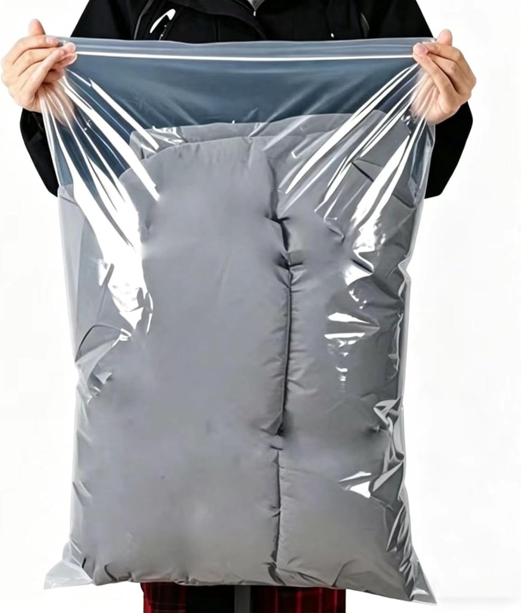 SnelShoppen - Pack van 20 Transparante Seal Bags - Waterdichte Kleding Organiser 60 x 70 cm - Ruimtebesparende Opbergzakken voor Kleding, Schoenen en