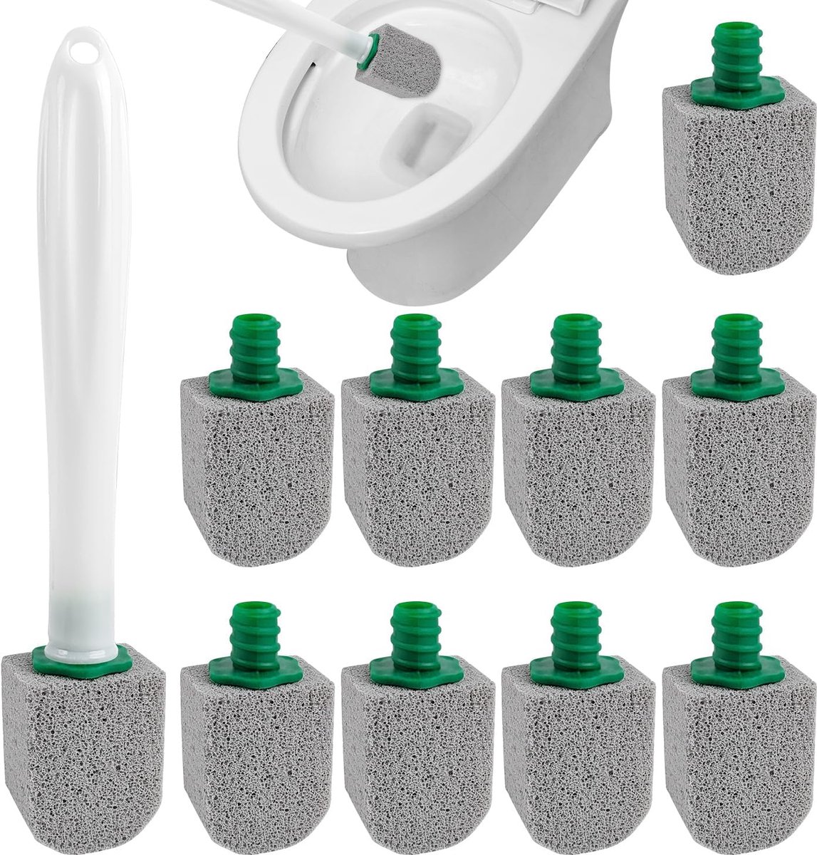 SnelShoppen - Toiletsteen, 10 Stuks Schoonmaakblokken, Sterke Vuilverwijdering, Verlengde Handgreep, Makkelijke Hangpumice Toiletborstel, Geschikt voo
