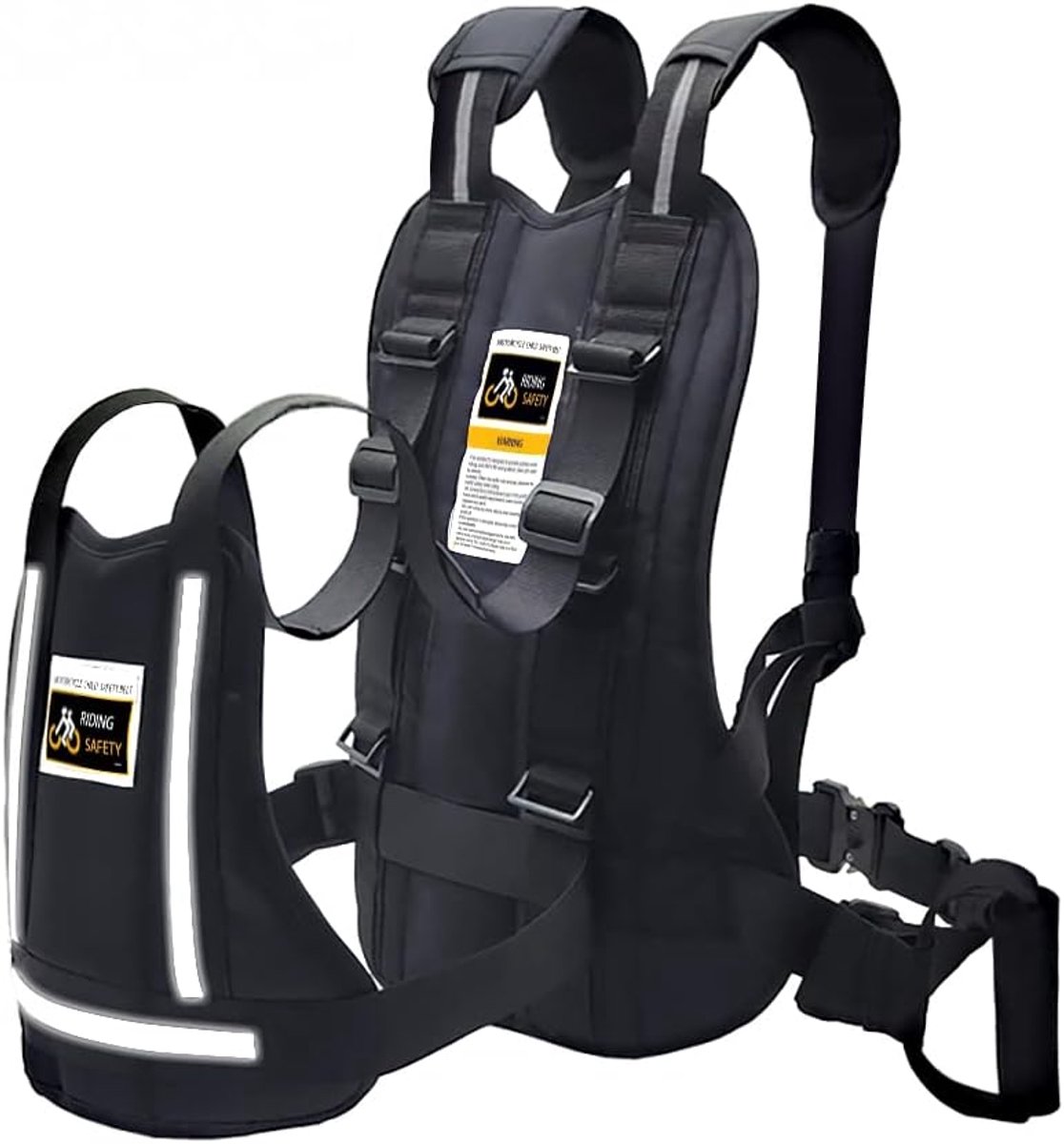 SnelShoppen - Jolik Upgrade Kinder Motor Harness Verstelbaar met 2 Handgrepen, Ademend Reflectief Materiaal, Zwart, Geschikt voor Motoren, ATV, Sneeuw
