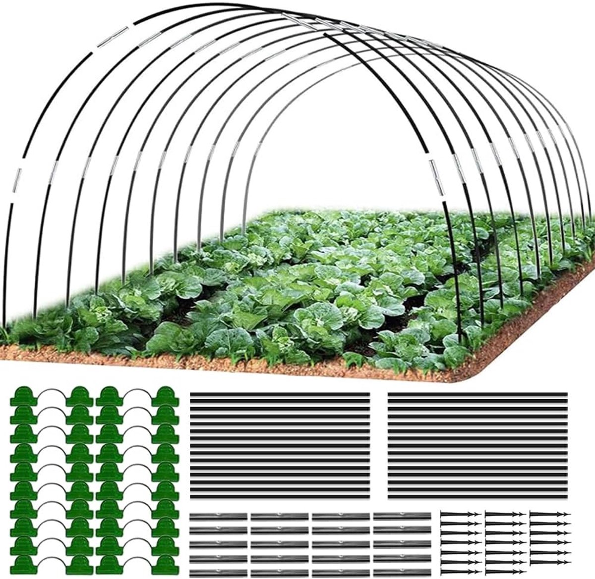 SnelShoppen - Foil Tunnel Arch voor Tuin, 30 Stuks Fiberglas Tunnel Hoops, Bescherming tegen Vorst en Insecten, Voor Groenten en Planten