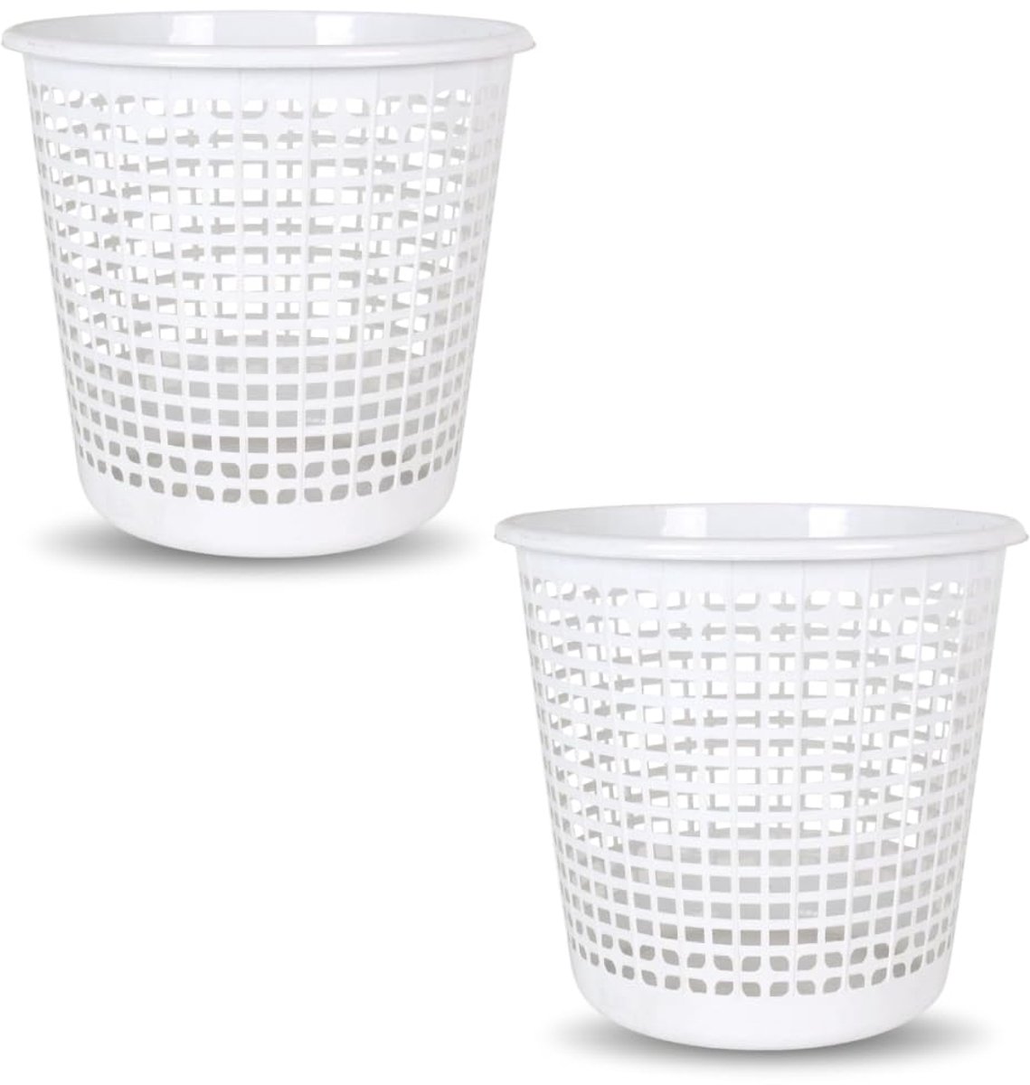 SnelShoppen - Set van 2 witte kantoor cubes 18L - Plastic afvalcontainers 27.5x25cm - Voor kantoor, klaslokaal, badkamer - 2 stuks