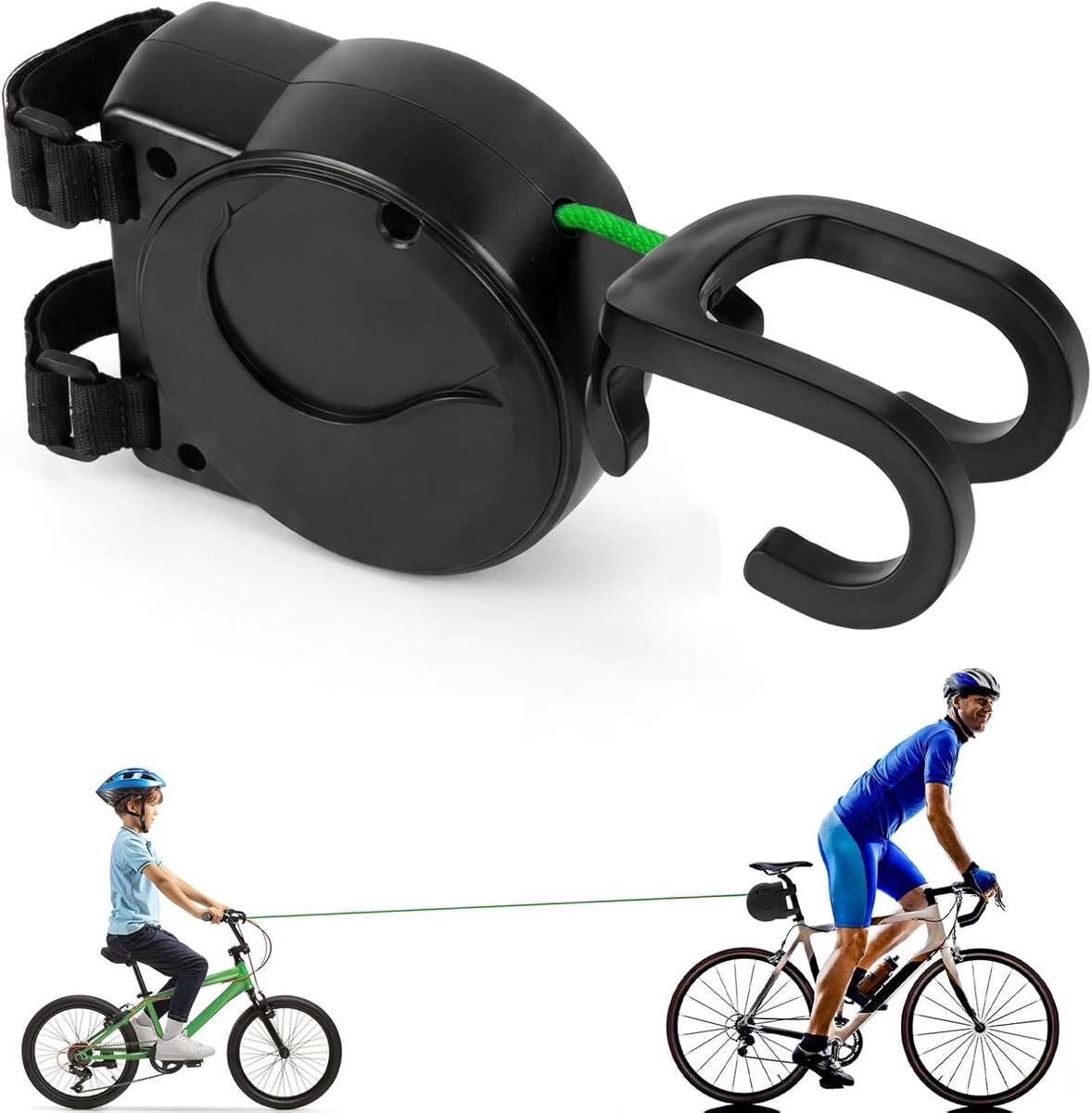 SnelShoppen - Inklapbare Sleeplijn voor Fietsen - Trekband voor Kinderfietsen - Fietstrekriem 2,6 m - Draagvermogen 90-180 kg - Snel te Monteren voor