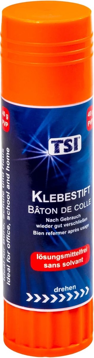 SnelShoppen - Lijmstift PVC, 40 g - Solventvrij, Sterke Hechting, Voor Papier, Karton, Foto's, Textiel - Ideaal voor Knutselen en Creatieve Projecten