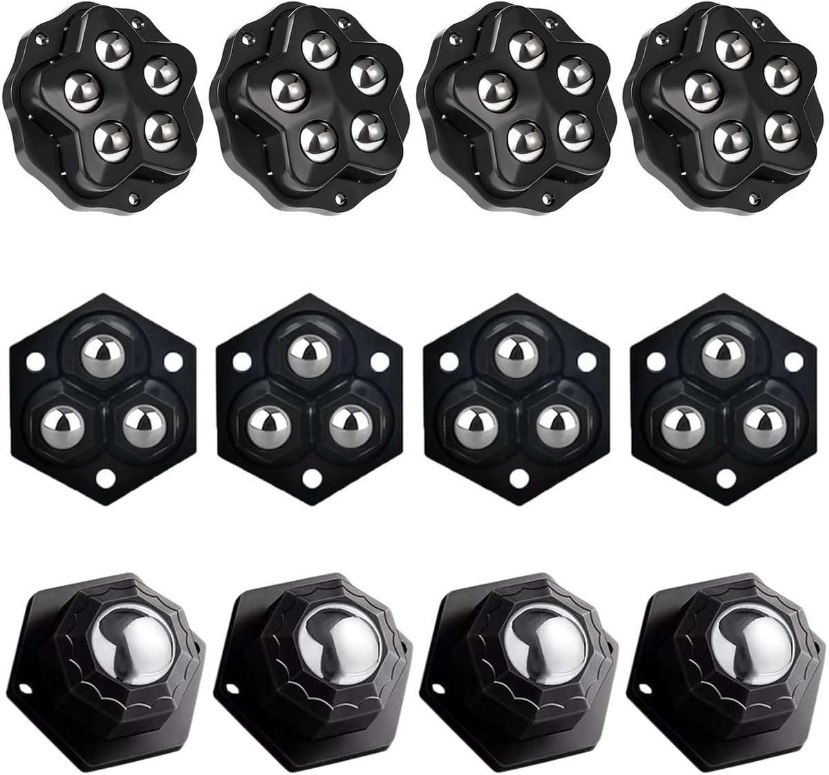 SnelShoppen - 12 Stuks Zelfklevende Sferische Wielen voor Meubels - Mini Swivel Trolley Wielen van Roestvrijstaal - Geschikt voor Tafel, Stoel, Kast -