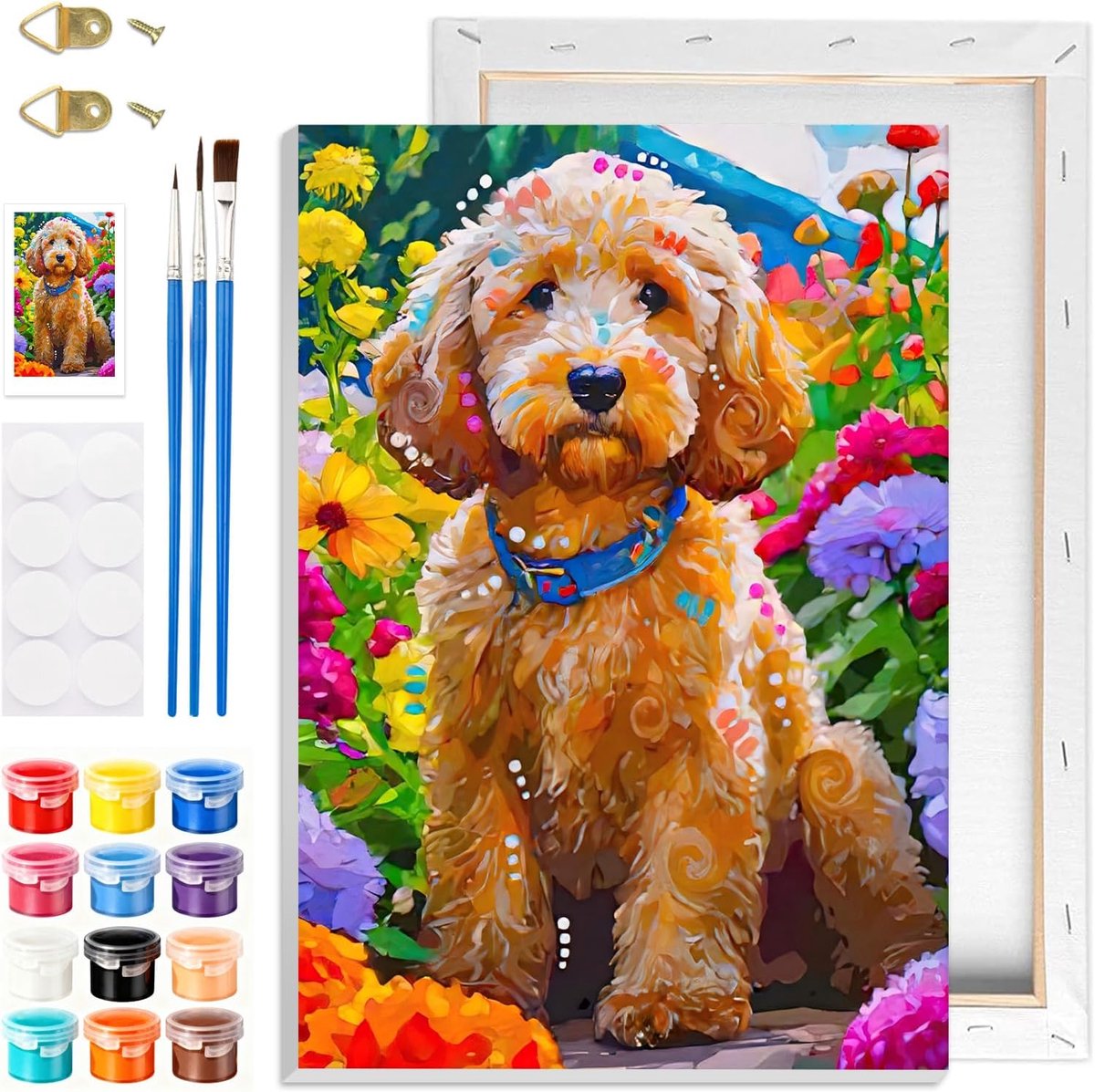 SnelShoppen - Paint by Numbers Kit voor Volwassenen met Frame, DIY Schilderen op Canvas met Tuinbloemen, Compleet met Acrylverf en Penselen, Perfect v