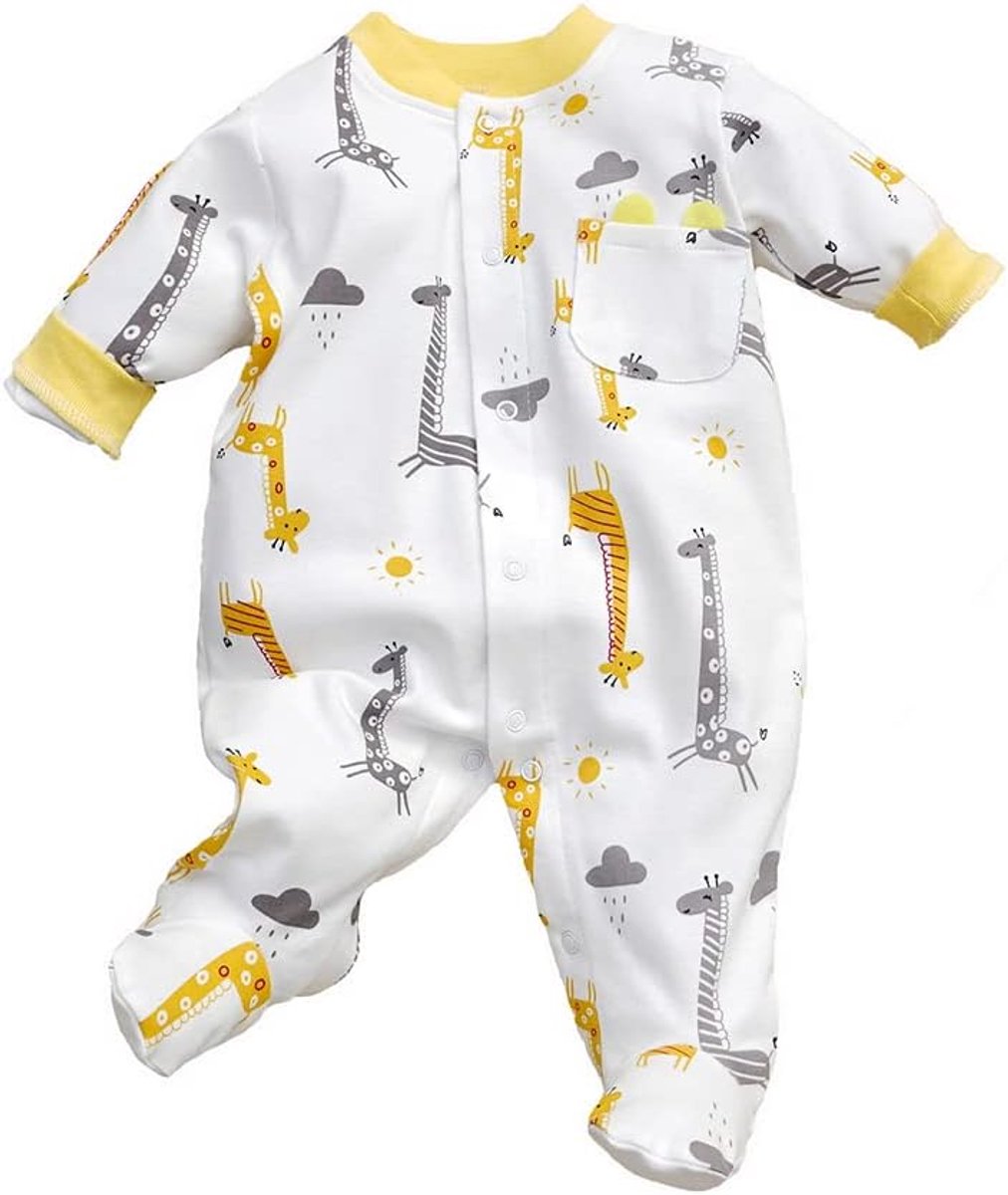 SnelShoppen - Baby Romper Lange Mouwen Meisjes, Schattige Cartoon Baby Kleding, Unisex 0-3 Maanden, 100% Organisch Katoen, Perfect als Cadeau voor Nie