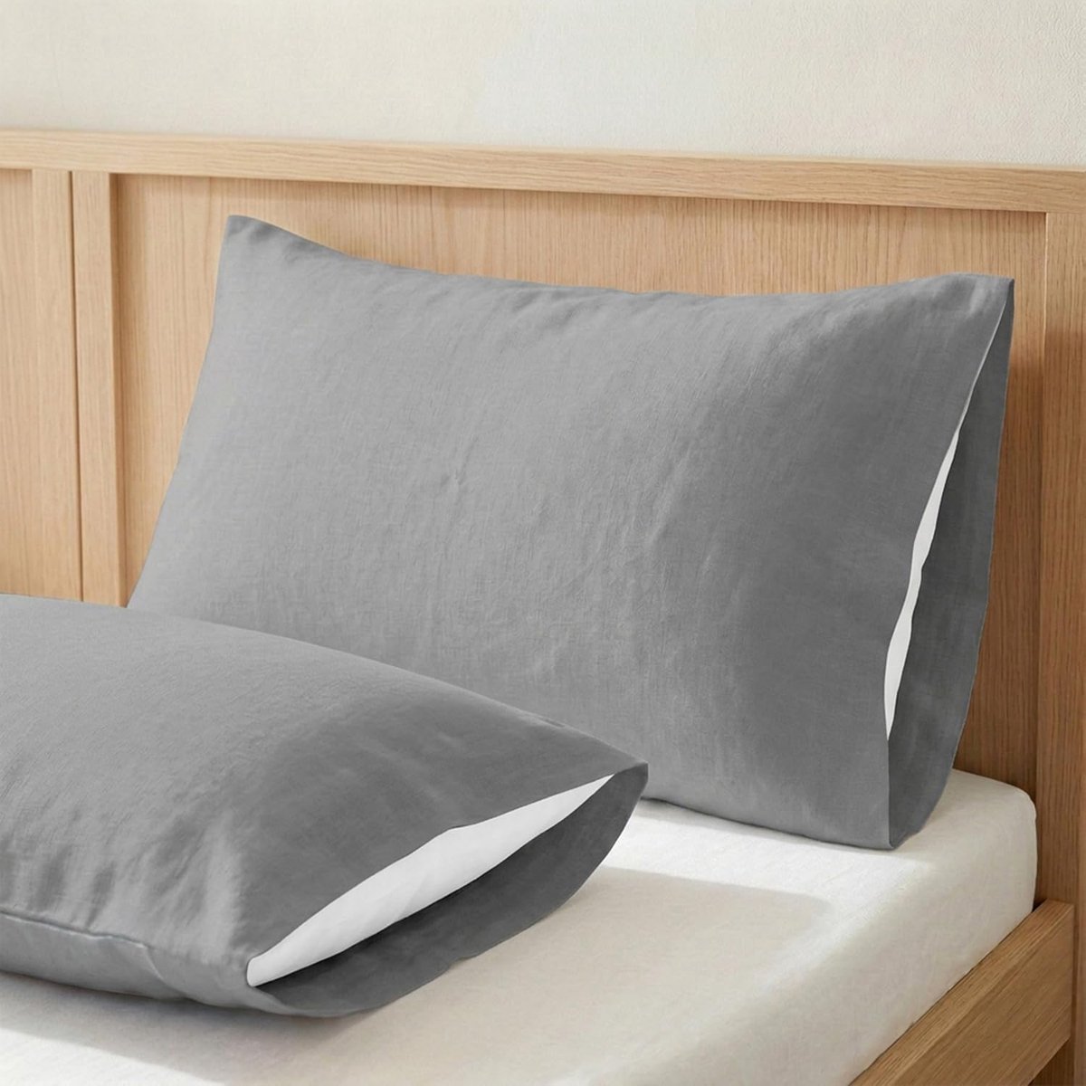 SnelShoppen - ECOMMERC3 Kussensloop Set van 2, 45 x 85 cm, 100% Katoen, Zilvergrijs, Hypoallergeen en Ademend voor Comfortabel Slapen, Luxe en Duurzaa