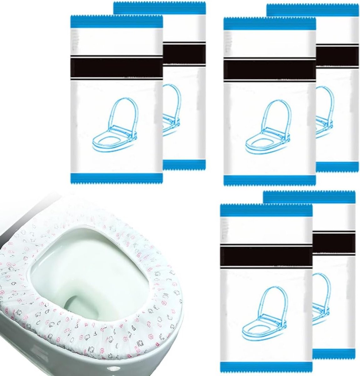 20 Wegwerp Toiletbril Covers, Dubbelzijdig en Gebruiksvriendelijk - Individueel Verpakt voor Kinderen en Volwassenen, Hygiënisch en Praktisch
