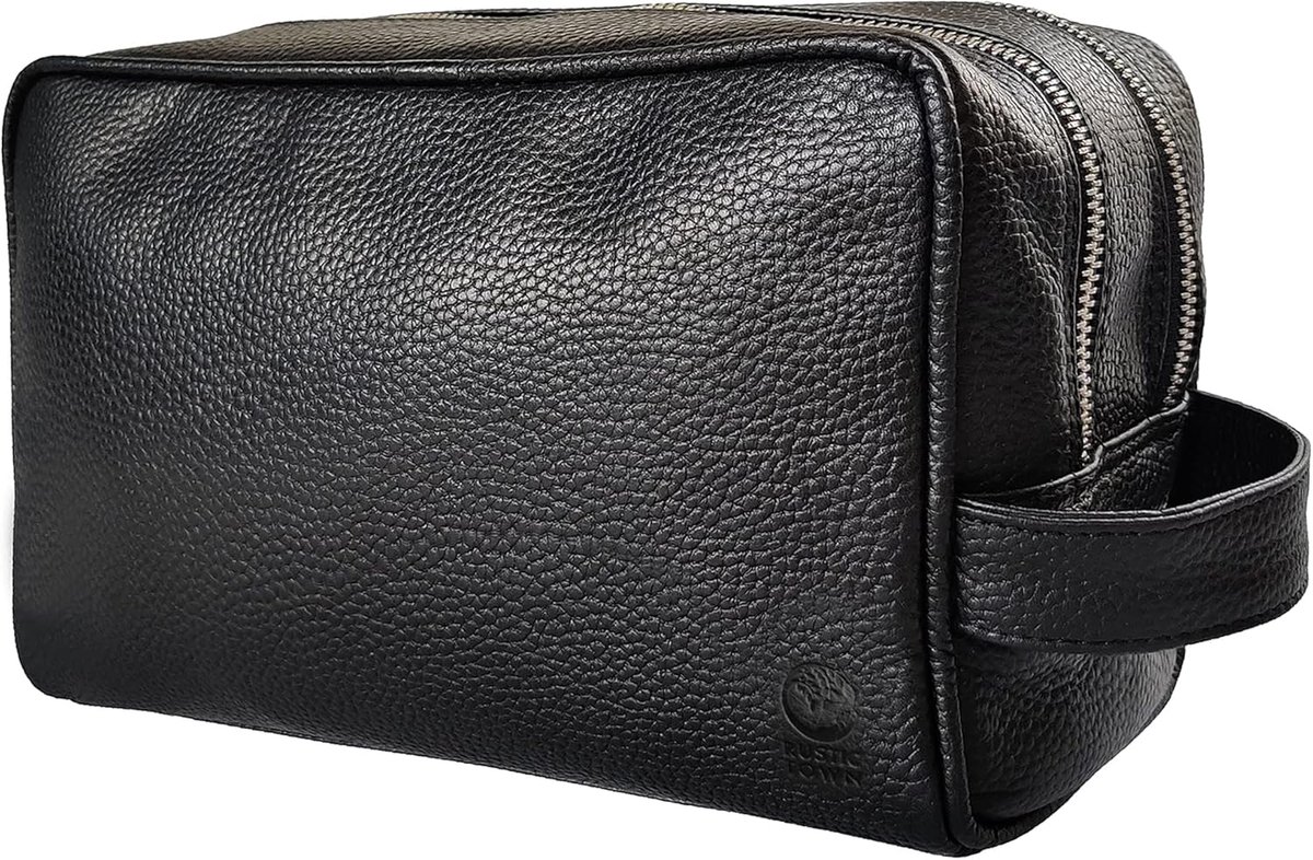 SnelShoppen - Luxe Leren Toilettas - Reis Toiletry Bag voor Mannen en Vrouwen - Makeup Set en Scheerset - Duurzaam en Elegant in Volnerf Leer - Perfec