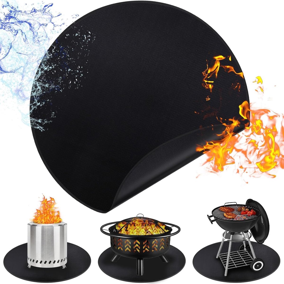SnelShoppen - Fire Bowl Mat Large Herbruikbare Vuurvaste Beschermmat 48 Inch Rond voor Tuin, Terras, Feest, Camping