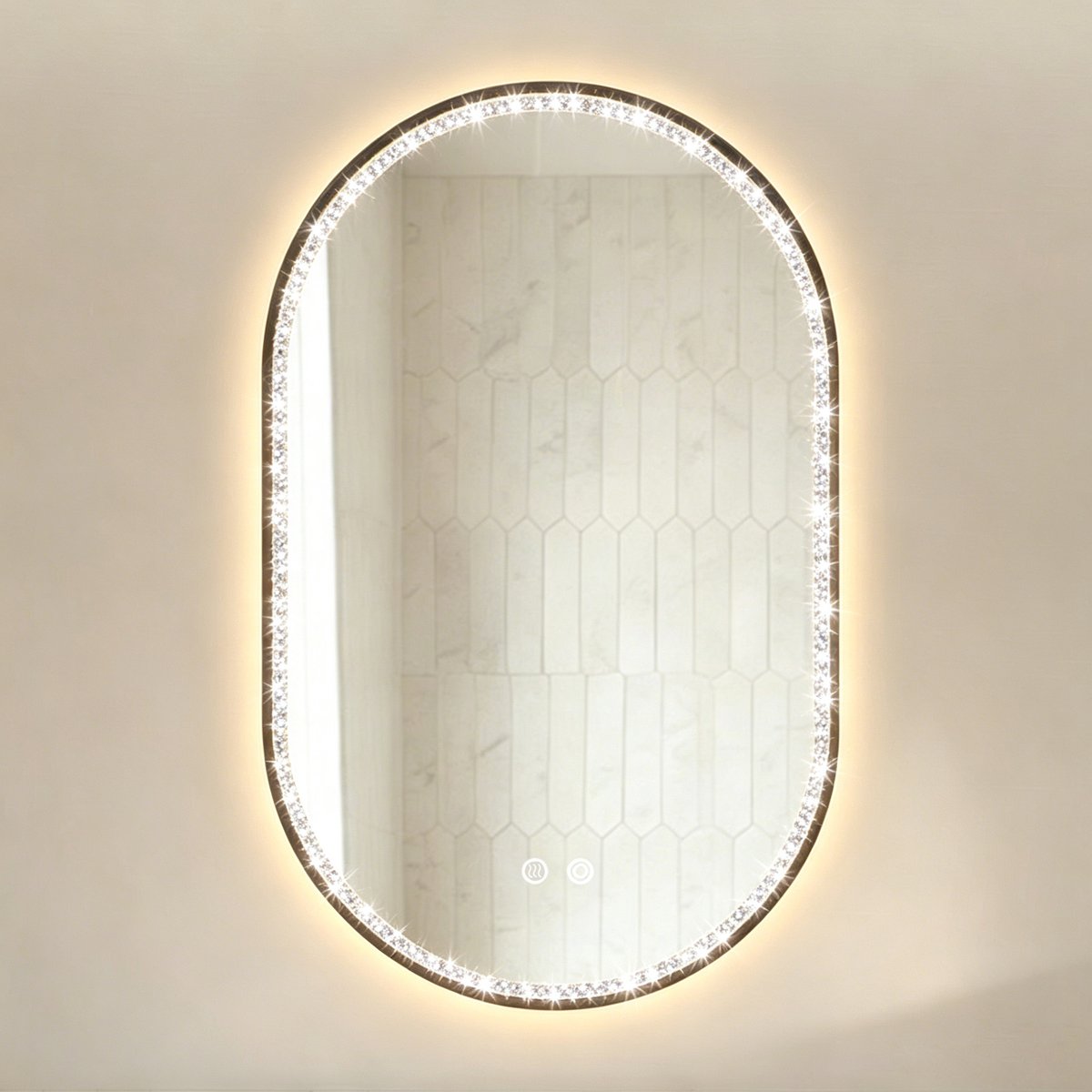 MIVRAY Wandspiegel – LED Verlichting en Anti Condens – 50 x 80 cm – Aluminium en Glas – Zwart – Badkamer Met Touchbediening