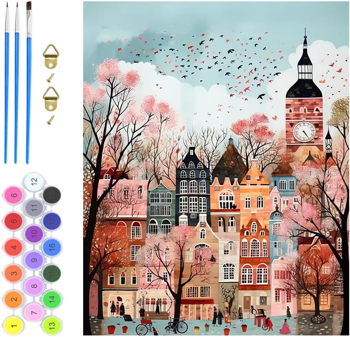 SnelShoppen - DIY Schilderen op Nummer voor Volwassenen - Landschap Acrylverf Kit op Canvas zonder lijst - Compleet met Penselen, Verf en Referentieha