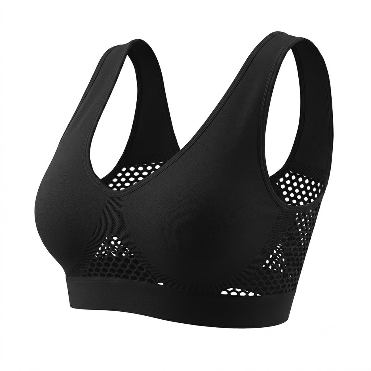 Zwarte sportbeha dames maat XXL ademend mesh sport bh zonder vulling brede schouderbanden U back hoge elasticiteit sneldrogend yoga fitness pilates training dagelijks casual alle seizoenen