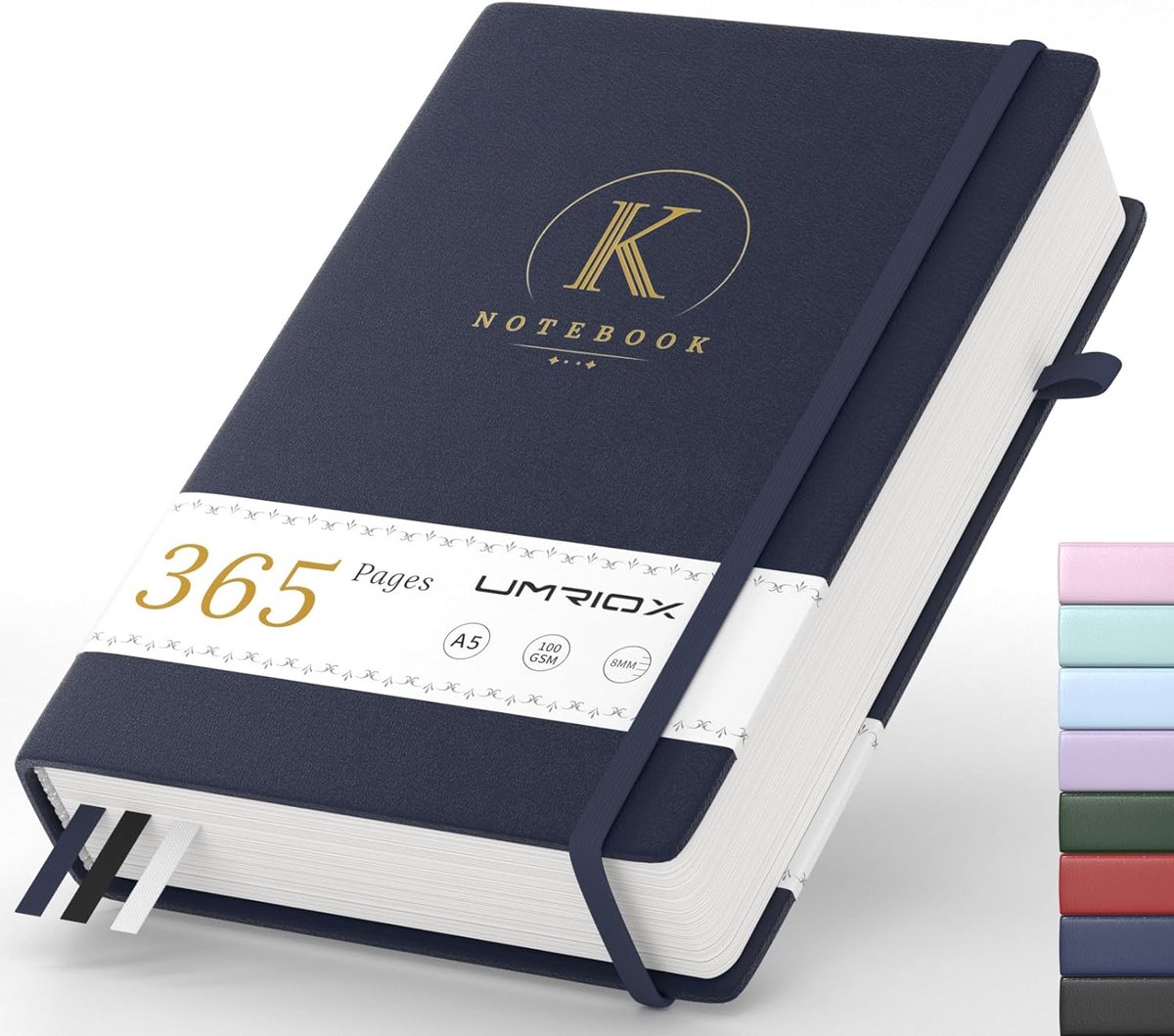 SnelShoppen - A5 Lined Notebook Hardcover, 100gsm Dikte, 365 Pagina's, Blauw, Geschikt voor Werk, Schrijven, Notities, Studeren, Reizen, 14.5 x 21 cm