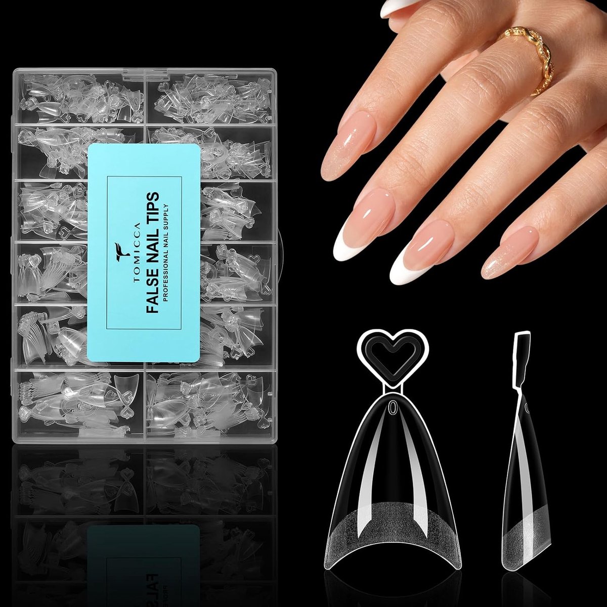 SnelShoppen - 504 Amandelnageltips, 12 Maten Halve Afdekking, Ultra-Matte Druk op Nageltips voor Acrylnagels en Doe-Het-Zelf Nagelstudio Thuis
