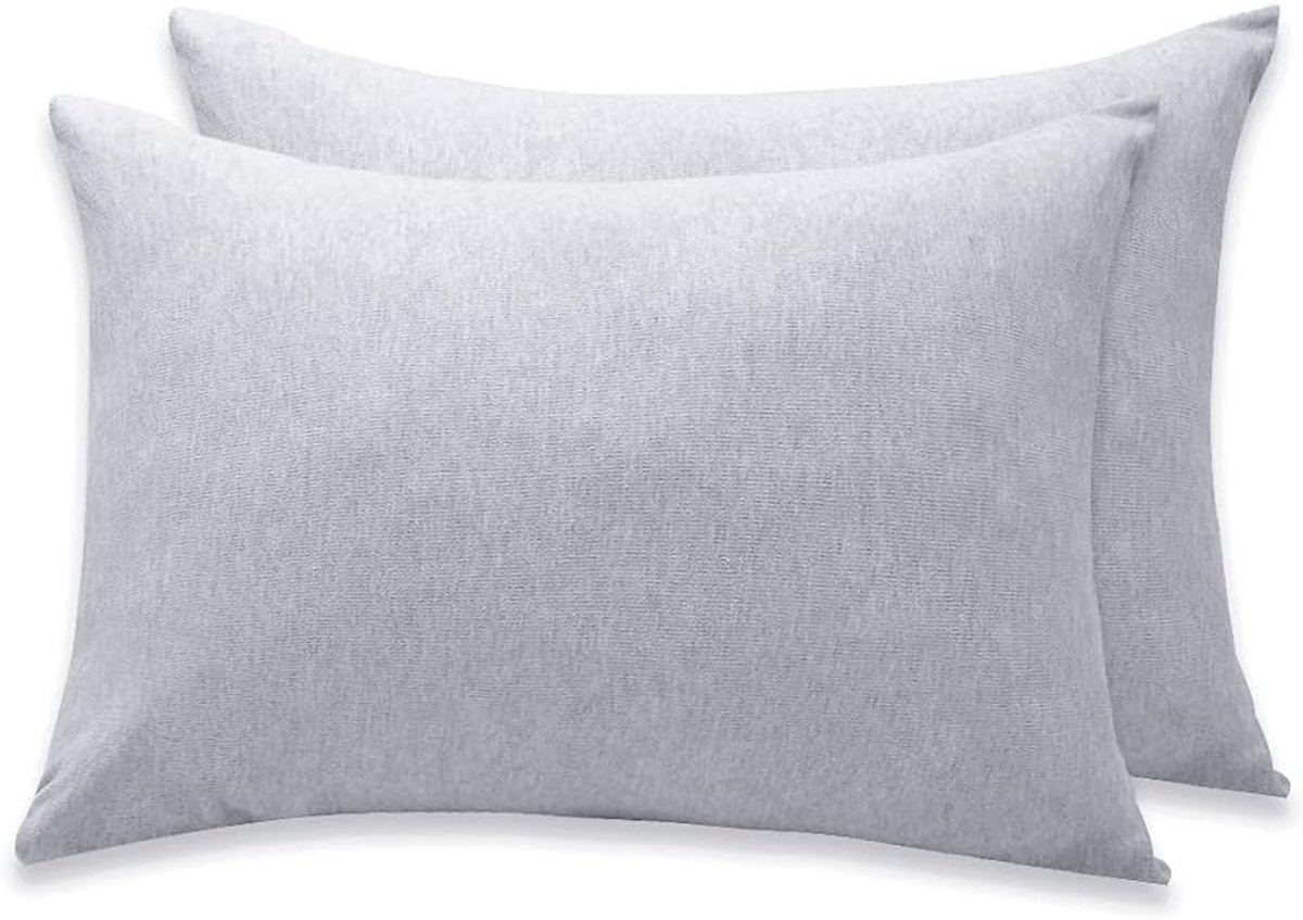 SnelShoppen - Cozy Gehaakte Kinderkussenhoes 40x60 cm - Baby Kussenhoes van Biologisch Katoen - 2-Pack met Verborgen Rits - Grijs voor Kinderwagen en