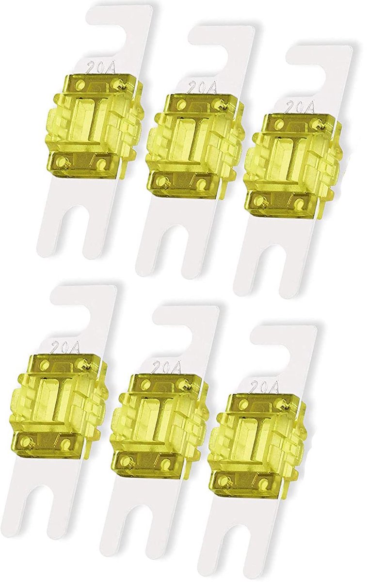SnelShoppen - 6x Mini ANL Fuses 20A Voor Automotive Marine Audio Video System - Duurzaam en Betrouwbaar, Geschikt Voor 12V en 24V Systemen
