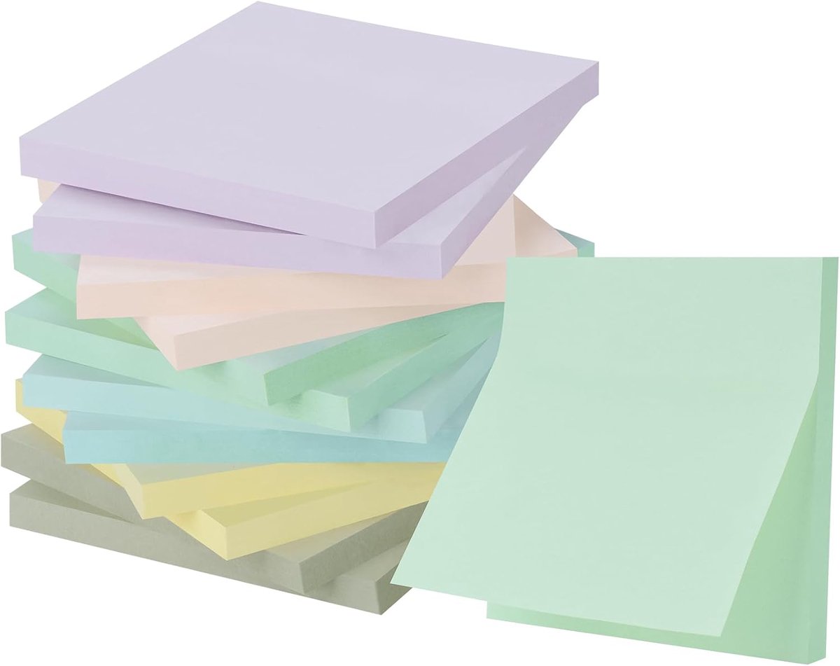 SnelShoppen - Sticky Notes 720 Vel 76x76mm in 6 Felle Kleuren - Zelfklevende Notities - Perfect voor Thuis, Kantoor, en School - 12 Blokken van 60 Vel