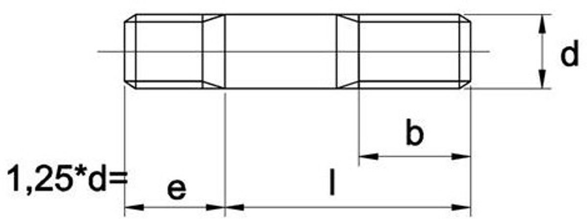 Tapeind Din939 1,25Xd 5.8 Zwart M8X45 - 100 stuks