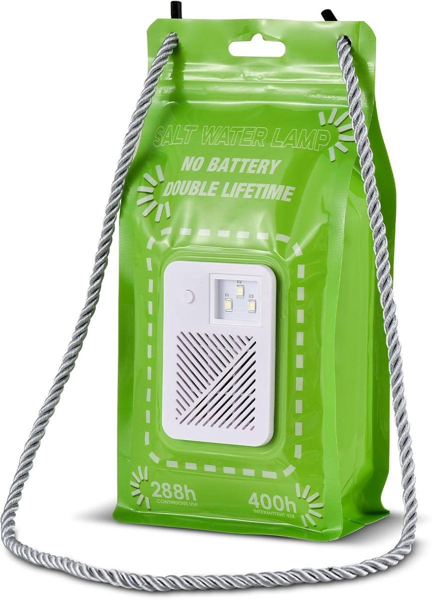 SnelShoppen - Saltwater Lamp voor Camping, Batterijvrij, Noodverlichting, 400 Uur Licht met 3 LED Lampen, Ideaal voor Buiten, Vissen en Noodsituaties