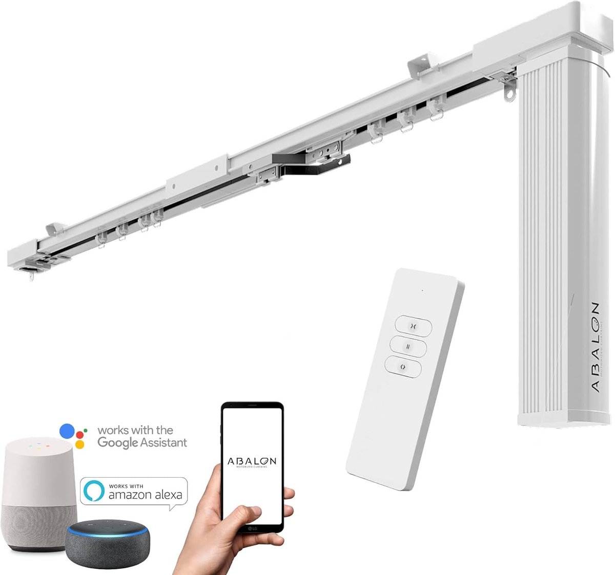 SnelShoppen - Motorische Gordijnrail Wifi voor Slimme Huizen, Compatibel met Alexa en Google Home, Tuya Smart App, Afmetingen tot 5m, Wit, Perfect voo