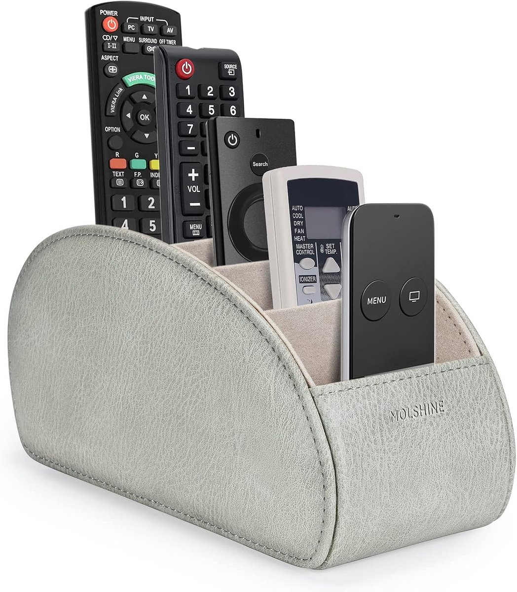 SnelShoppen - Remote Control Holder met 5 Compartimenten, PU Leer, Organisatie Opslagdoos voor TV Afstandsbediening, Verwarming Controllers, Make-up P