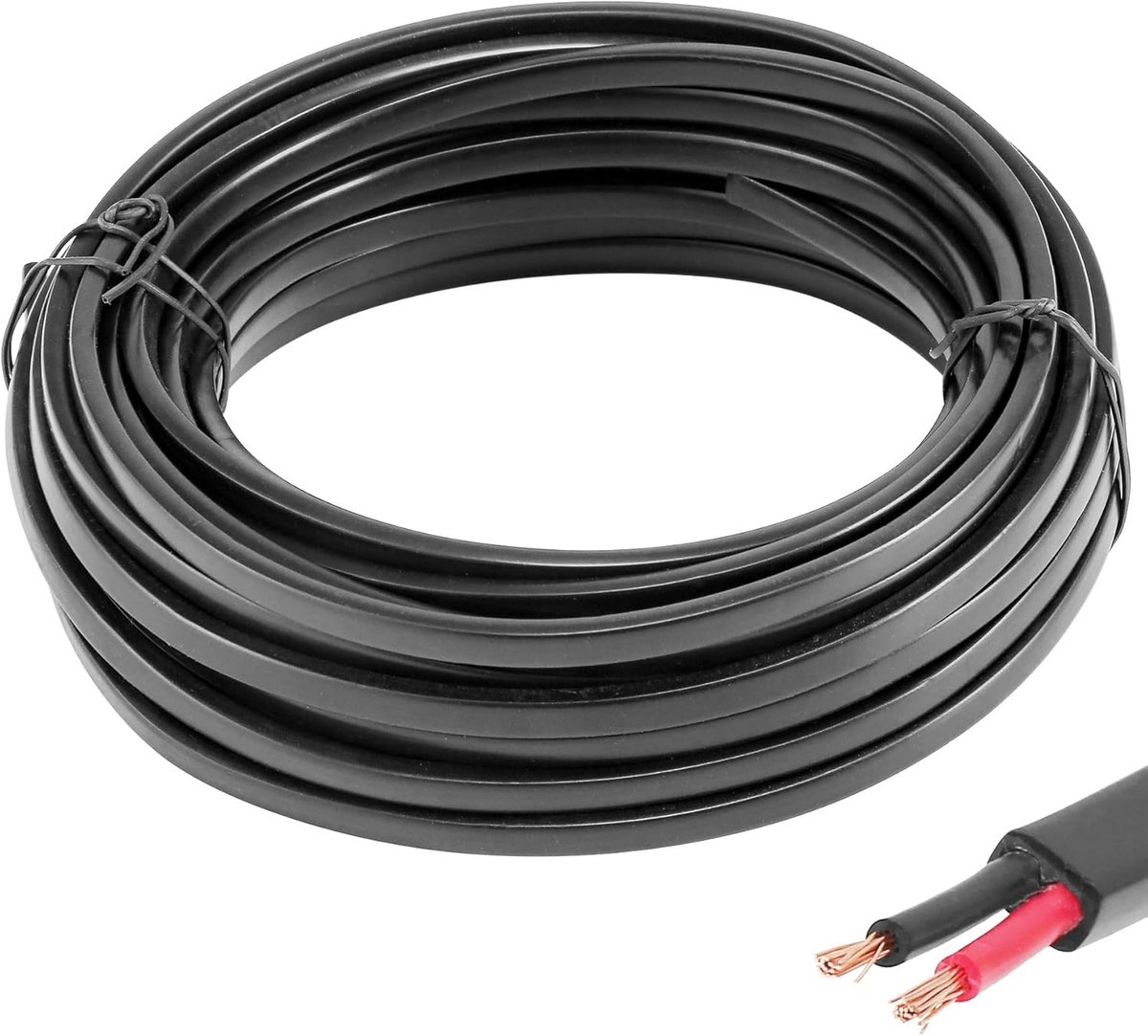 SnelShoppen - Car Cable Flat 2-Core 0.75 mm² 10 m - 12V/24V Elektrische Kabel voor Voertuigen, Trailer, Caravan en Motorhome