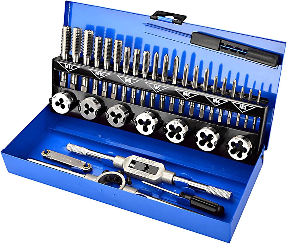 SnelShoppen - Tap en Die Set 32 Delig Metaal Gereedschap - Metrische Draad Snijset van Tungsten Staal met Opbergkoffer voor Klussen en Hobby's