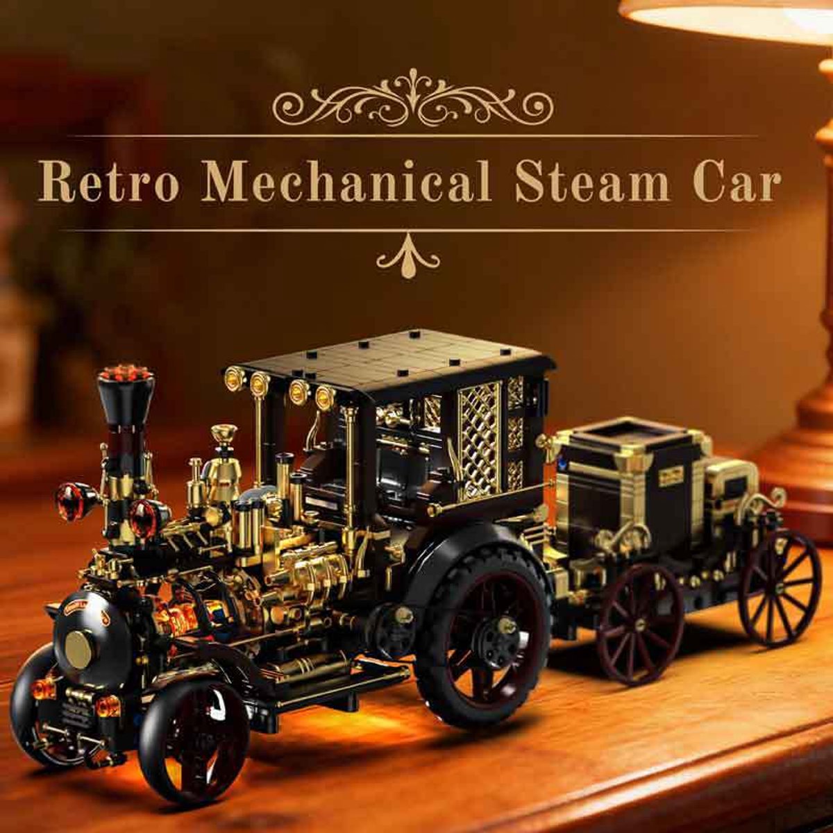 Bouwspeelgoed/Montagespeelgoed/Retro mechanische stoomauto/kindercadeau voor een verjaardag H1003(1331+ Stuks)