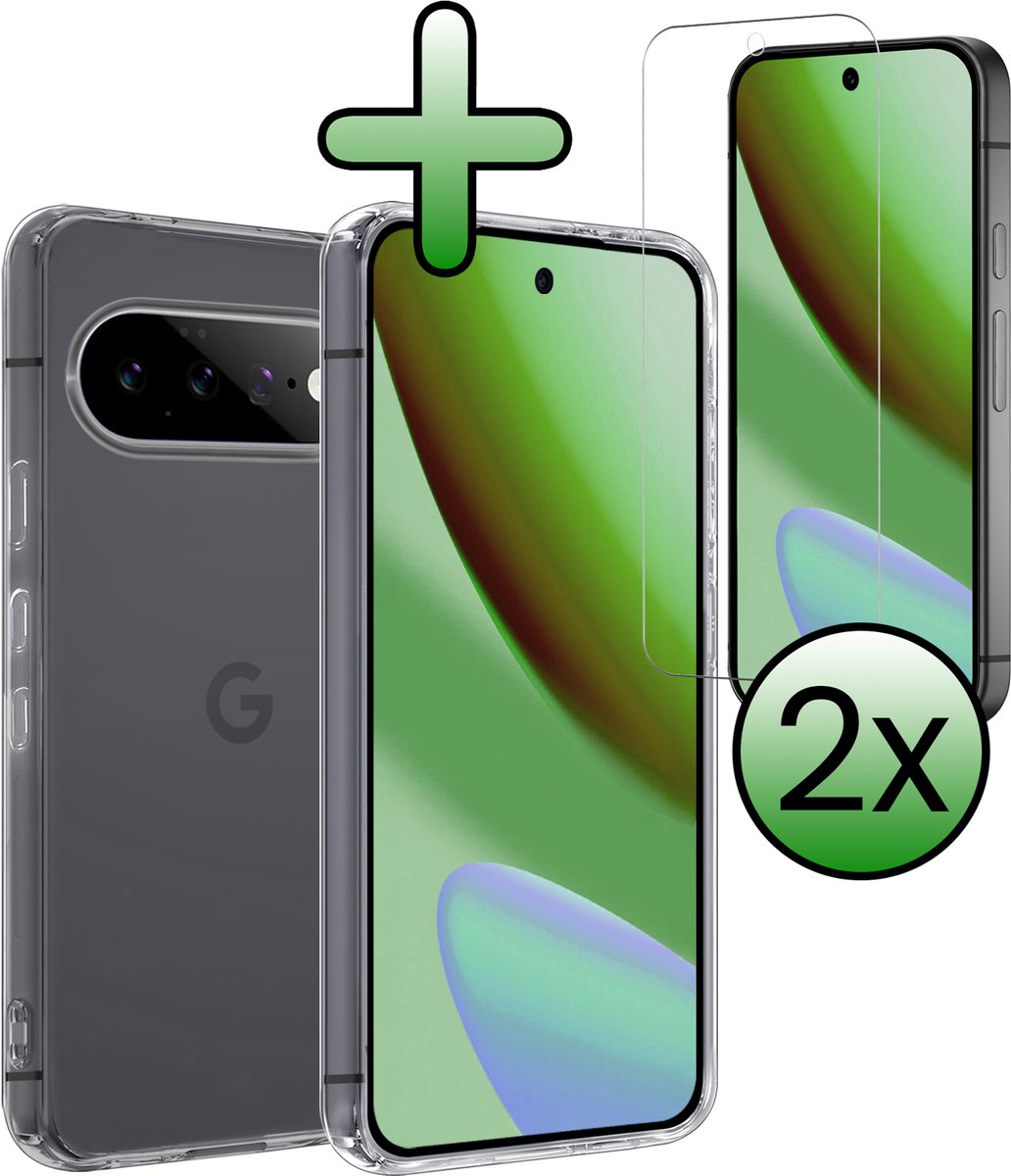 Hoesje Met 2x Screenprotector - Geschikt voor Google Pixel 11 Pro - Sterk & Shockproof - Back Cover - Siliconen Case - Telefoon Hoes - Transparant
