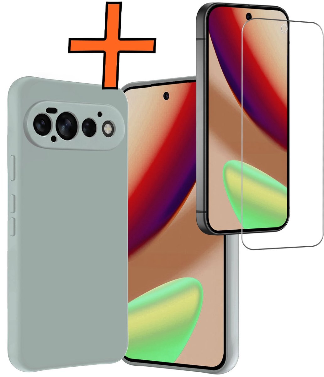 Hoes - Met Screenprotector - Geschikt voor Google Pixel 11 Pro - Sterk & Shockproof - Back Cover - Siliconen Case - Telefoon Hoes - Lichtblauw