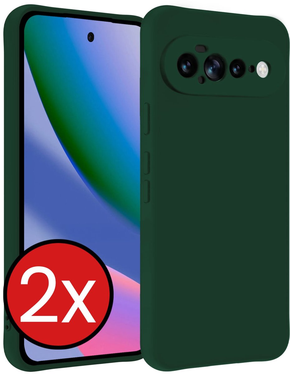 Hoesje - 2 Stuks - Geschikt voor Google Pixel 11 Pro XL - Sterk & Shockproof - Telefoonhoes - Back Cover - Case Siliconen - Telefoon Hoes - Donkergroen