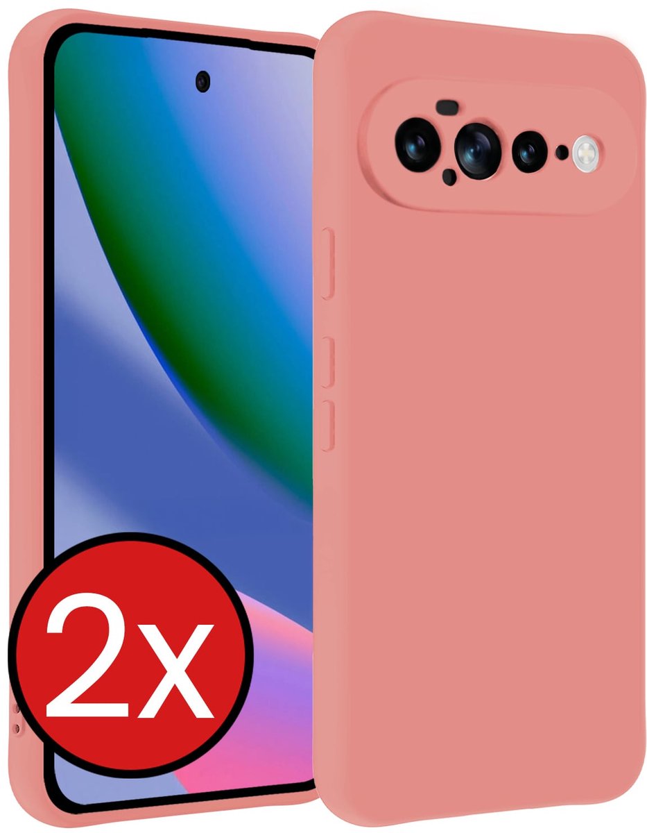 Hoesje - 2 Stuks - Geschikt voor Google Pixel 11 Pro XL - Sterk & Shockproof - Telefoonhoes - Back Cover - Case Siliconen - Telefoon Hoes - Lichtroze