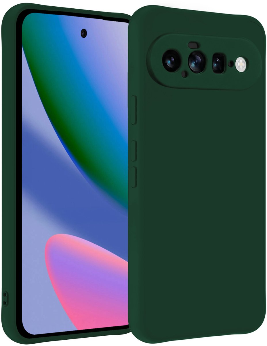Hoesje - Geschikt voor Google Pixel 11 - Sterk & Shockproof - Siliconen Case - Hoes Cover - Telefoonhoes - Donkergroen