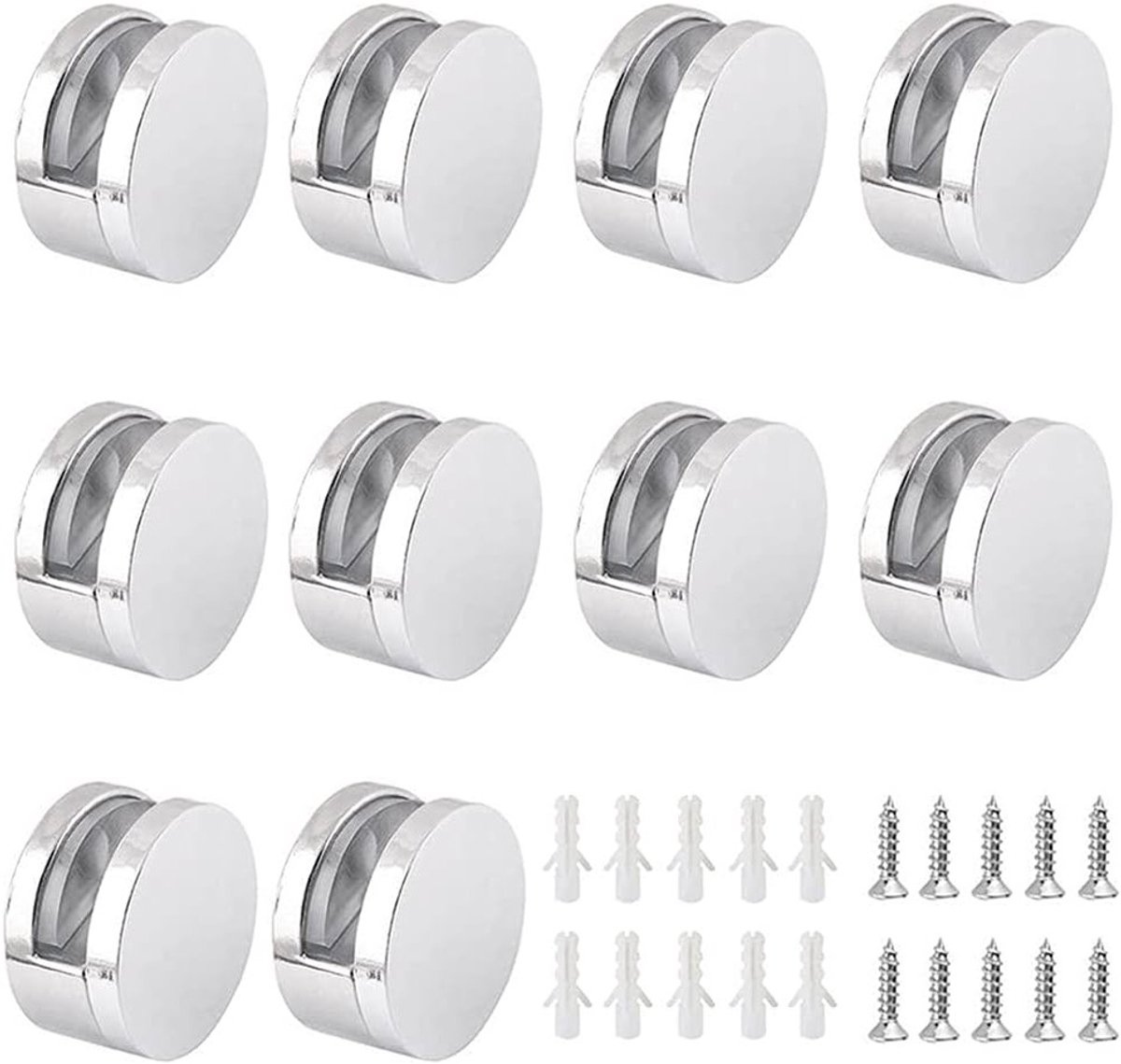 Zinklegering Glas Clips voor Wandmontage - 10 Stuks Spiegelklem voor 4-6mm Dikte