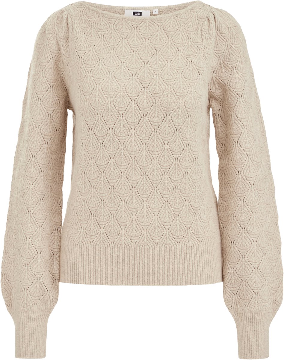 WE Fashion Dames trui met boothals en opengewerkte structuur