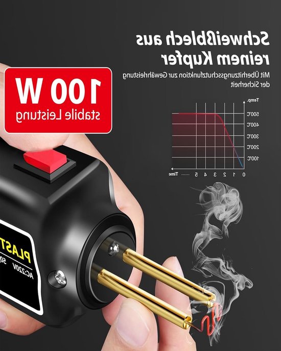 Kunststof Lasapparaat - Plastic Reparatie Kit - Auto Onderdelen Repareren - Inclusief 200 Nietjes - 100 Watt - Zwart van Merkloos — afbeelding 5