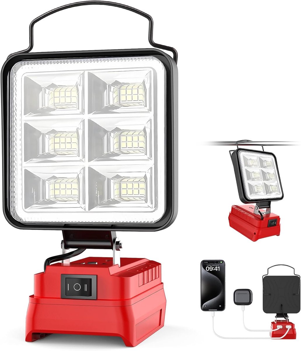 SnelShoppen - Acculamp 18V zonder accu - 48 LED-lampkralen - 150° Groothoekverlichting - Werkverlichting voor Klussen, Camping, Tuin en Buitengebruik