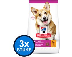 3x Hill's - Science Plan dog adult S chicken 1,5kg - Hondenvoer - 1.5 kg
