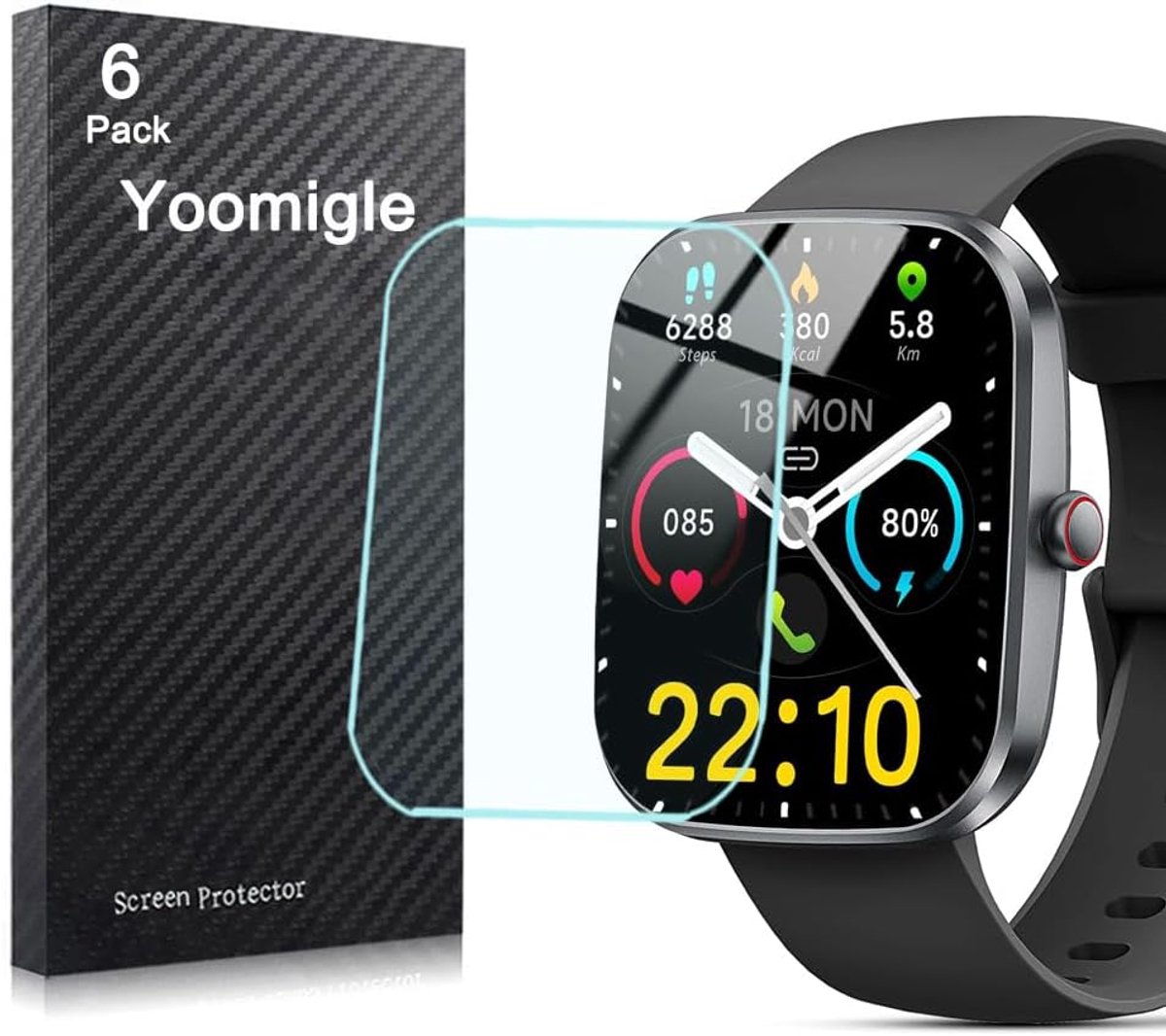 SnelShoppen - 6 Stuks Screen Protector Film voor 1.94 Inch Smartwatch - Kristalheldere HD Bescherming voor Kuizil T70, Csasan T70, WeurGhy T70, GloryF