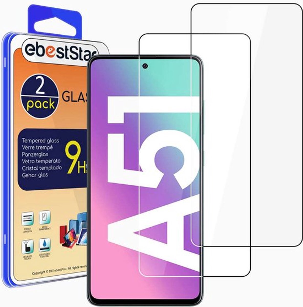 ebestStar - {2 Stuks} Gehard glas geschikt voor Samsung Galaxy A51 SM-A515F, Screen Protector Cover, Schermbeschermer Tempered Glass